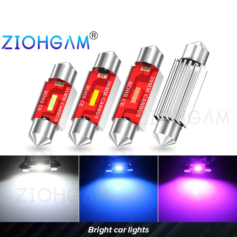 

ZIOHGAM 2PCS 12V 24V Festoon 1860 Led Bulb SV8.5 C5W C10W 31 36 39 41 MM Interior Reading Dome Door Trunk Signal Lamp Car Light