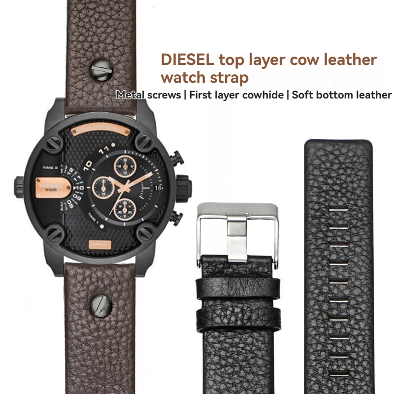 Genuine Leather Watch Straps for Diesel DZ4323 DZ1657 DZ7257 DZ4318 DZ7313 Unisex Watch Straps 22mm 24mm 26mm 28mm 30mm 32mm