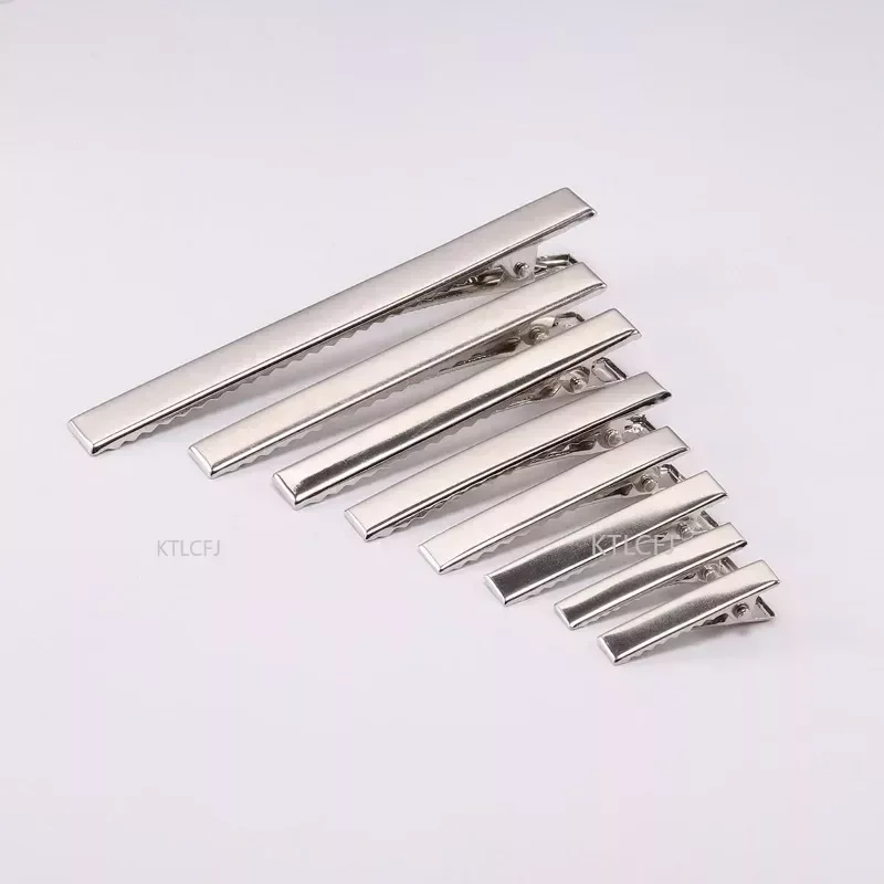 35/40/45/55/65/75mm Flat Metal Single Prong Alligator Hairpin Clip Base for DIY Hair Clips Jewelry Making Accessories 50Pcs