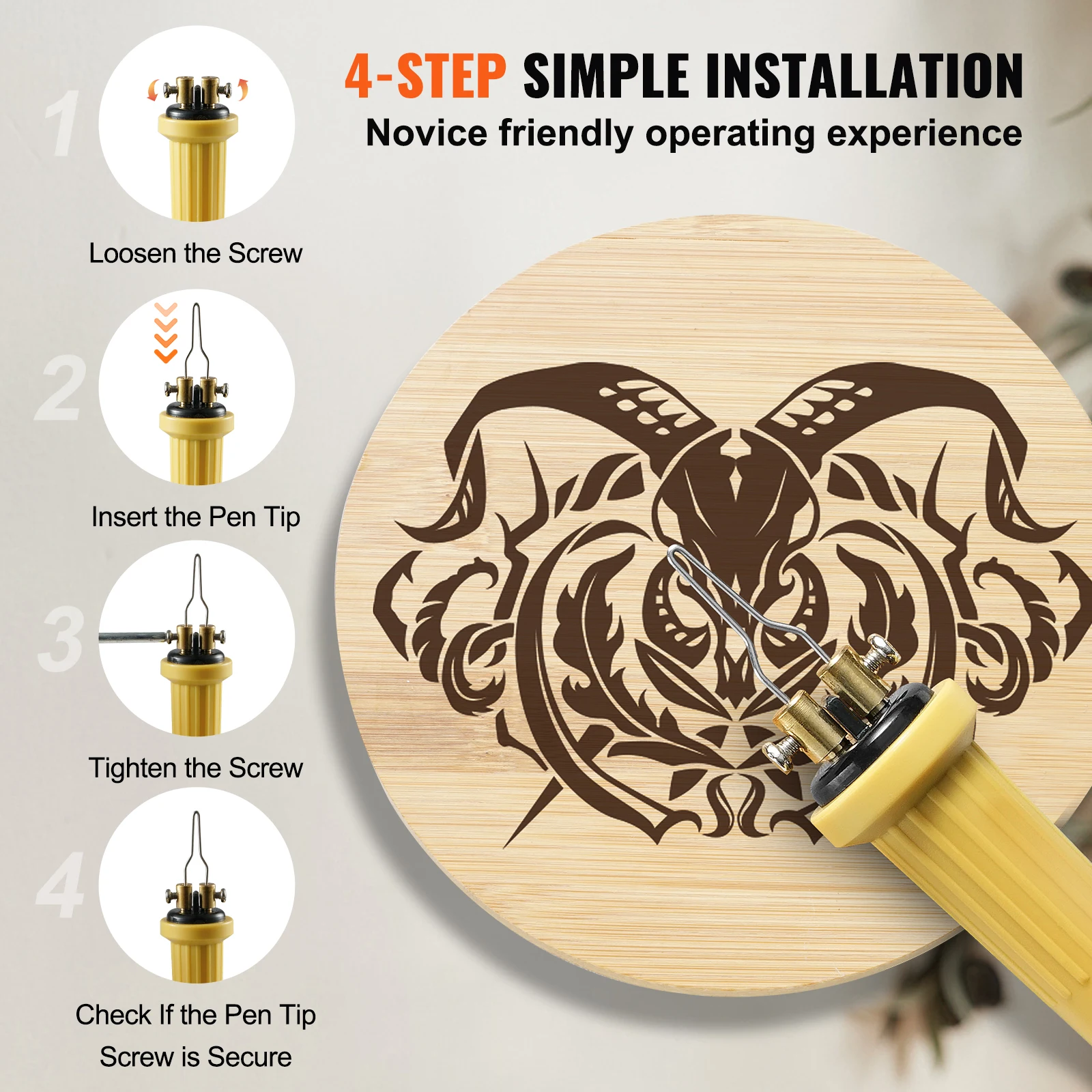 VEVOR Woodburning Pyrography Pen Machine Kit, ferramenta de queima de madeira, temperatura ajustável, 200 ° C, 250 ° C a 700 ° C, 23 Pcs Wire Tips