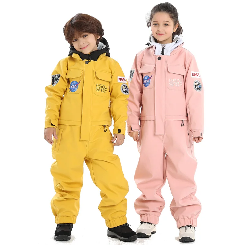 

Children's Jumpsuit Ski Snow Suit Wear Snowboarding Clothing 10K Windproof Waterproof Winter Outdoor Costumes Boy's And Girl's