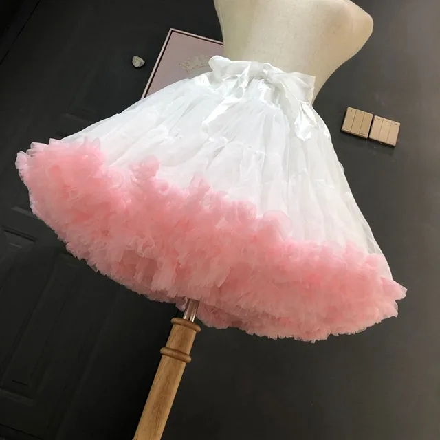 Kobiety w stylu kwiatowym Lolita halki Tutu bufiasta spódnica Cancan pod krynoliną wewnętrzna zgiełk Cosplay na suknie ślubne spódnica