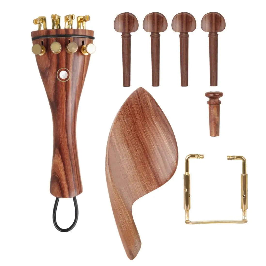 4/4 Jujube Wood Violin Parts Tailpiece Fine Tuning Tuning Pegs Chin Rest End Pin Violin Accessories