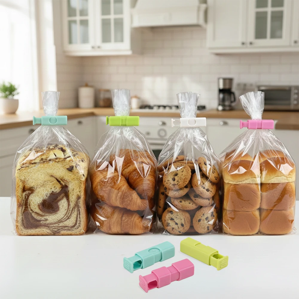 Reusable Food Bag Clips (4-Pack) for Sealing Snacks Chips & Dry Goods to Lock in Freshness