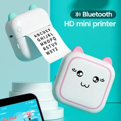 Mini impressora Impressora de etiquetas portátil Adesivo autoadesivo colorido Papel térmico Impressão sem fio Bluetooth para sistemas Android IOS Celulares Aplicativo de fotos Impressão sem tinta