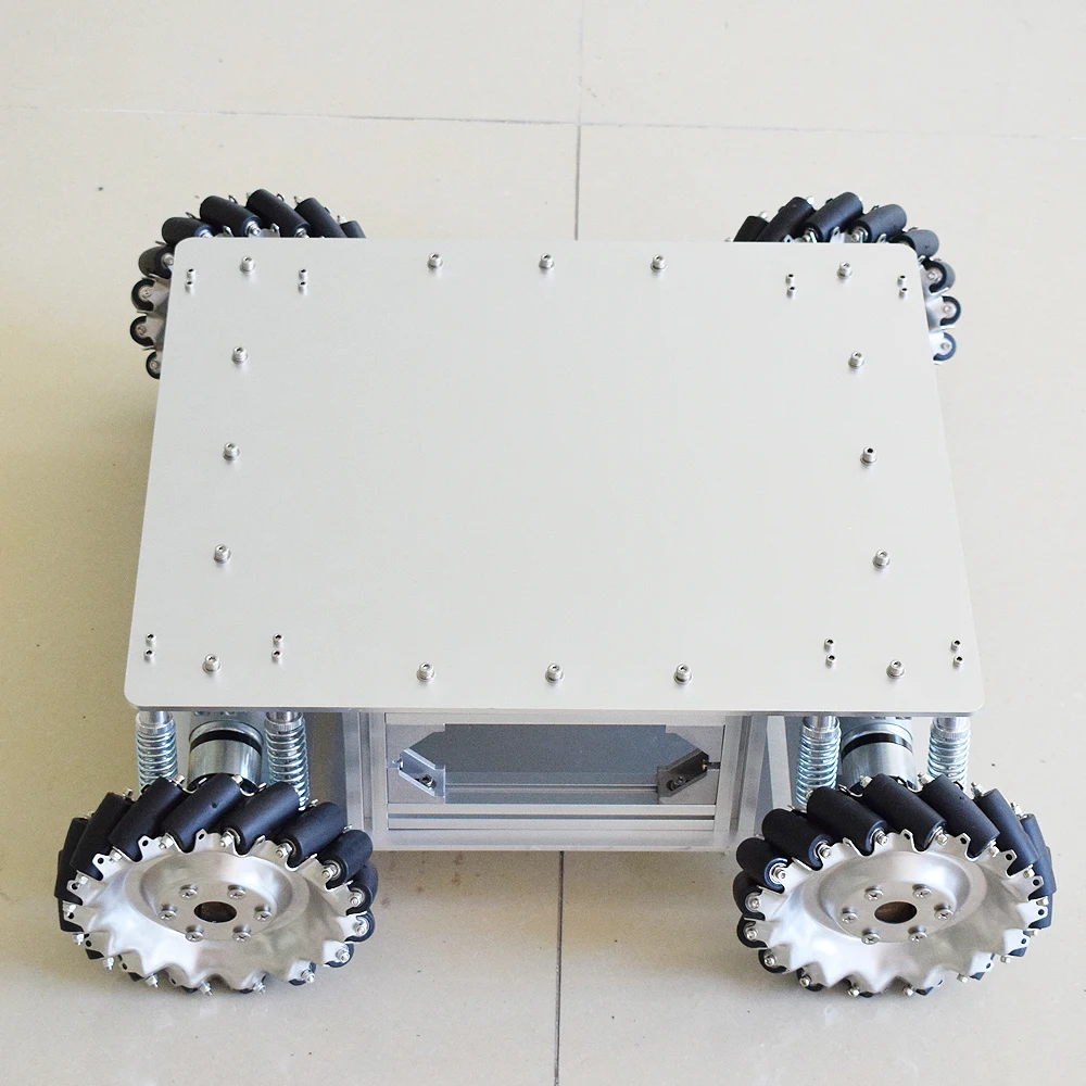 

40KG-60KG Load Metal Shock Absorption 4WD Mecanum Robot Car Chassis Kit for Arduino with 24V Encoder Motor Speed Control