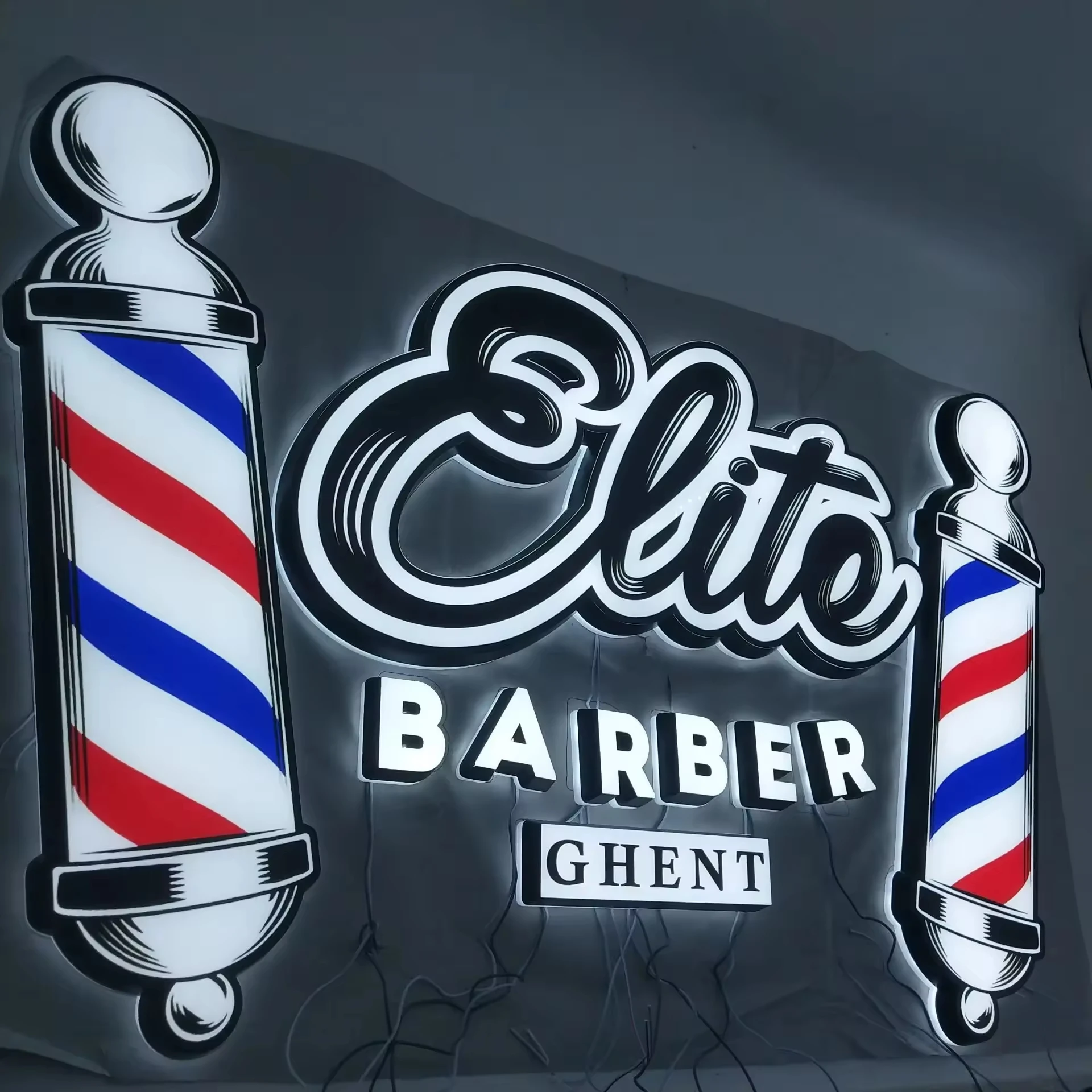 

Outdoor Led Advertise Signboard Custom Logo Name Acrylic Sign Barber Shop Led Light Logo 3d Letter Illuminated Sign For Salon