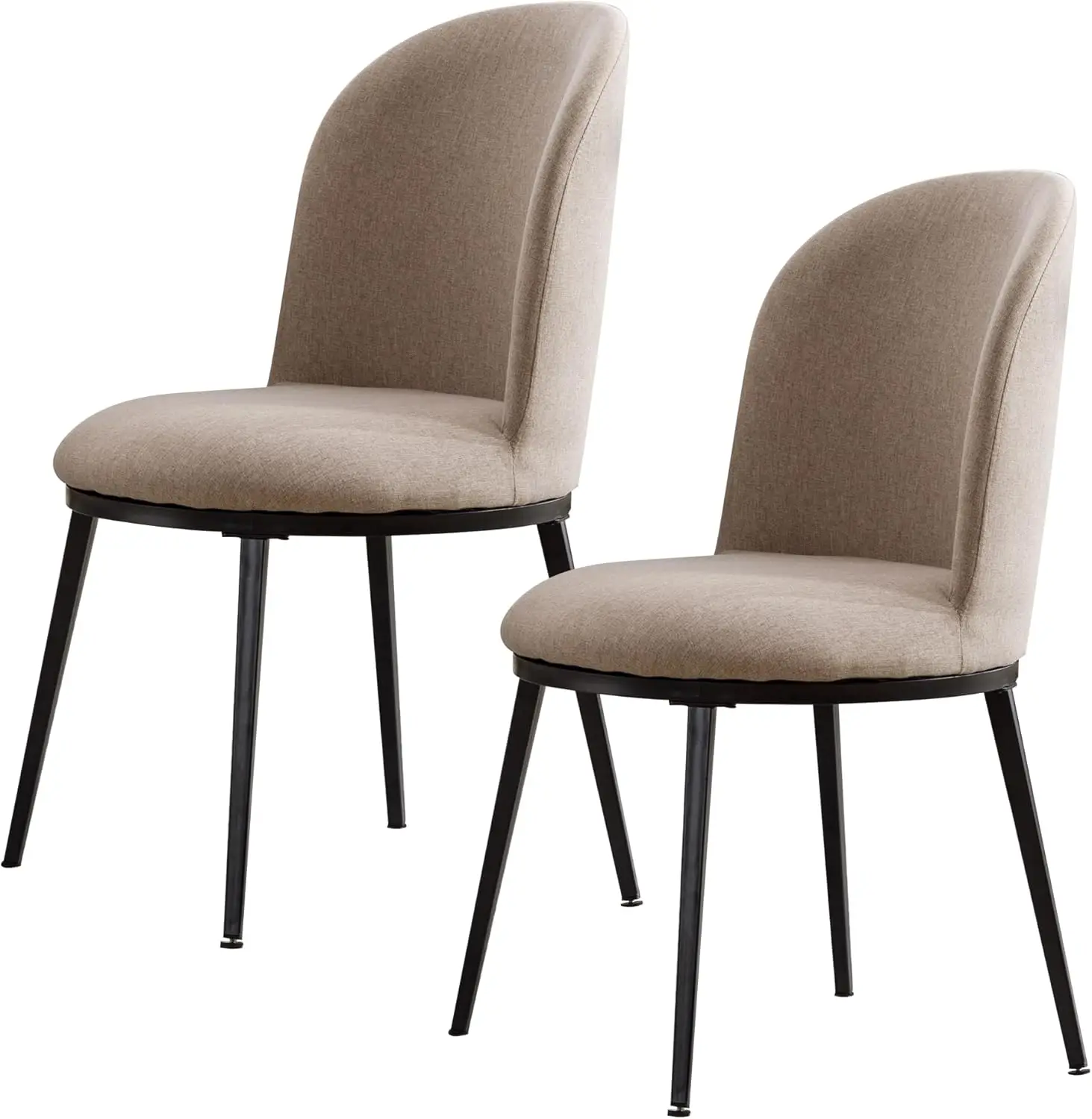 

Dining Chairs Mid-Century Modern Upholstered Round Fabric Kitchen Dining Room Chair with Black Metal Legs for Living