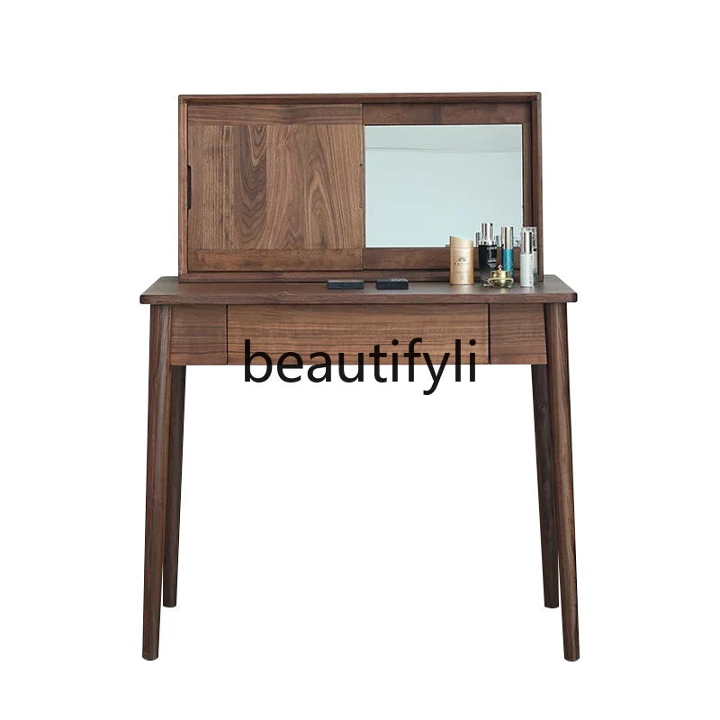 

X All solid wood, simple modern bedroom, black walnut dressing table, small apartment, dressing table