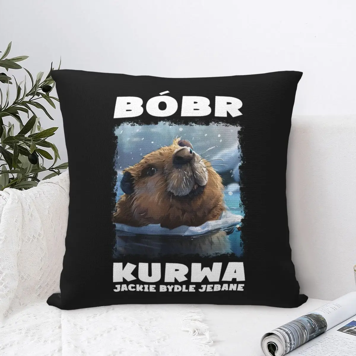 Bober Bobr Kurwa Pillowcase Polyester Cushion Cover Decor Throw Pillow Case Cover Home Zippered 45*45cm