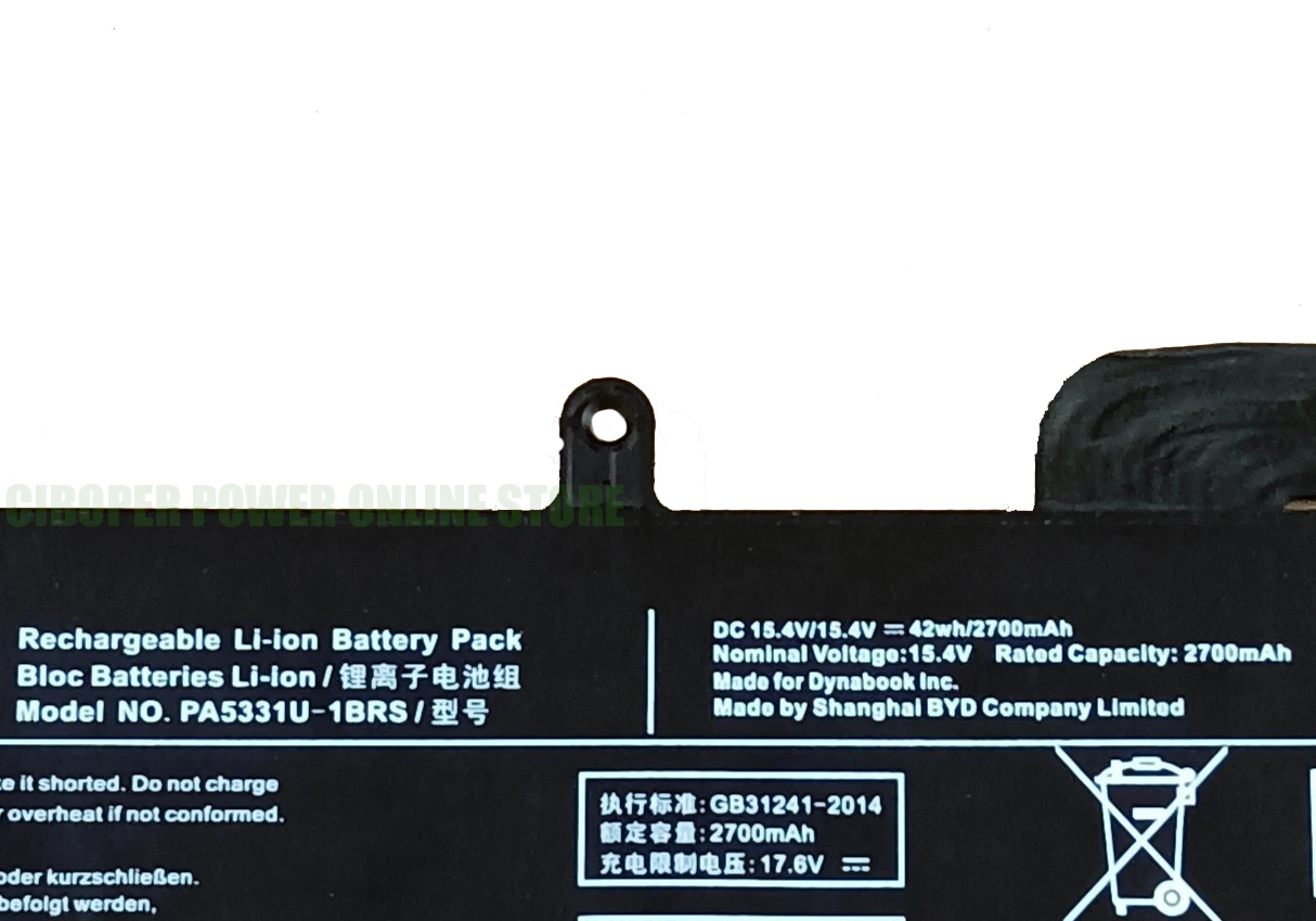 CP Laptop Battery PA5331U-1BRS 42Wh For Portege dynabook PTG TEC X30L A40-G R30-A A30-E-10N AK01B AK40B P000831100 P000818700