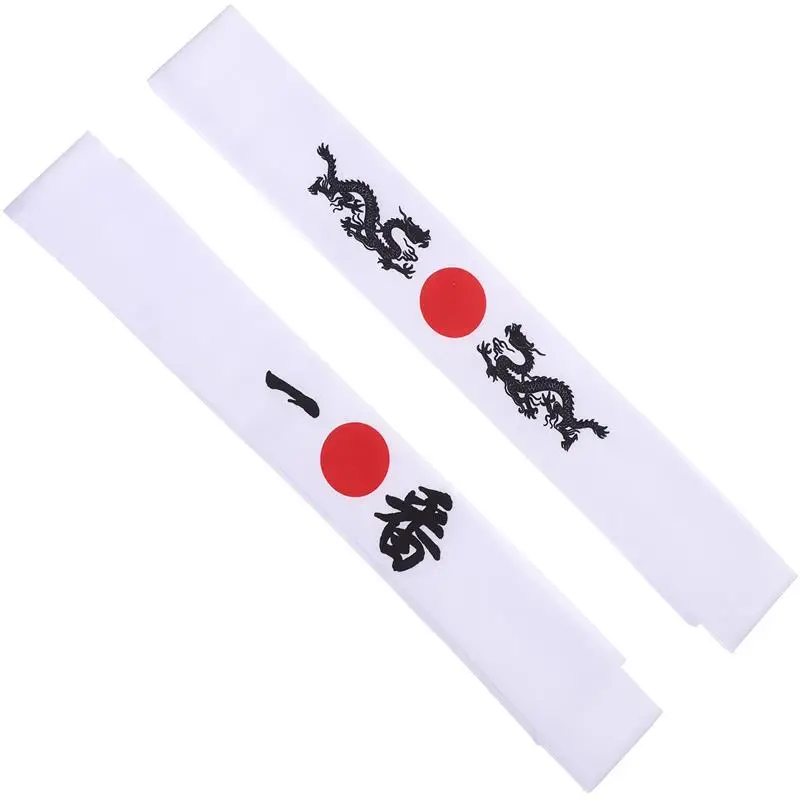 2pcs Styling Tools Japanese Headband Sushi Chef Headbands Tie On Hairband Japanese Costume Men Samurai Karate Headdress