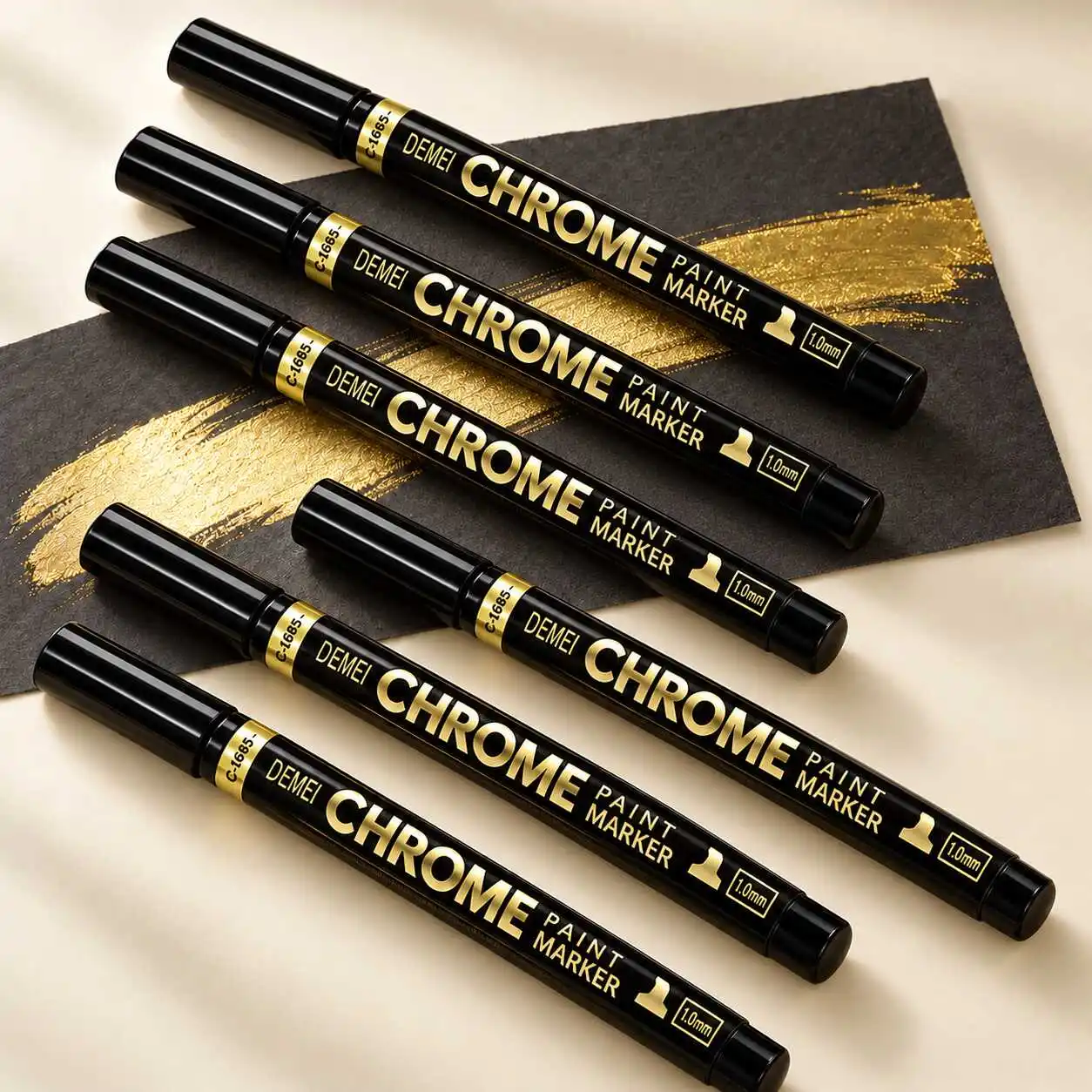 6pcs Gold Mirror Finish Metallic Paint Markers for Models and DIY Art