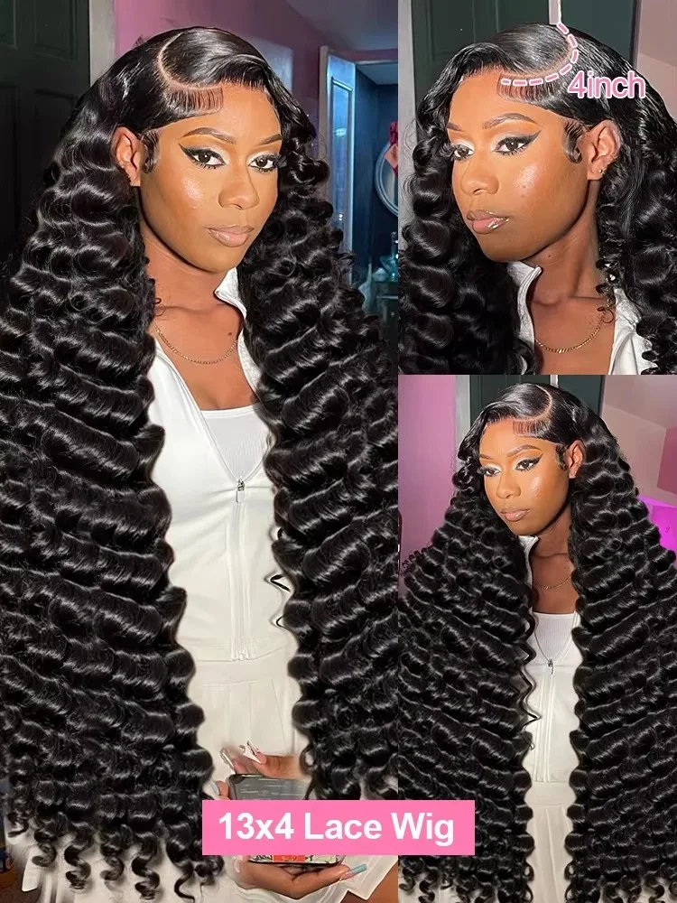 250 Density Loose Waves Wigs Human Hair Deep Wave 13X6 Hd Lace Frontal Wigs Curly Human Hair Wigs With Bleached Knots 30 40 Inch