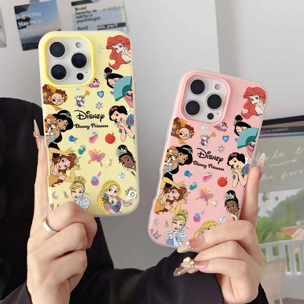 Coque de téléphone princesse Disney, étui à la mode pour iPhone 17 AIR 16 15 14 13 12 11 Pro Max Plus, coque mate au toucher
