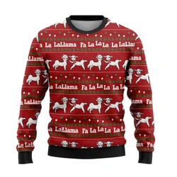 Funny Llama Graphic Ugly Christmas Sweater Fashion Autumn Long Sleeve 3D Alpaca Printed Sweatshirt Mens Kids Loose Pullovers