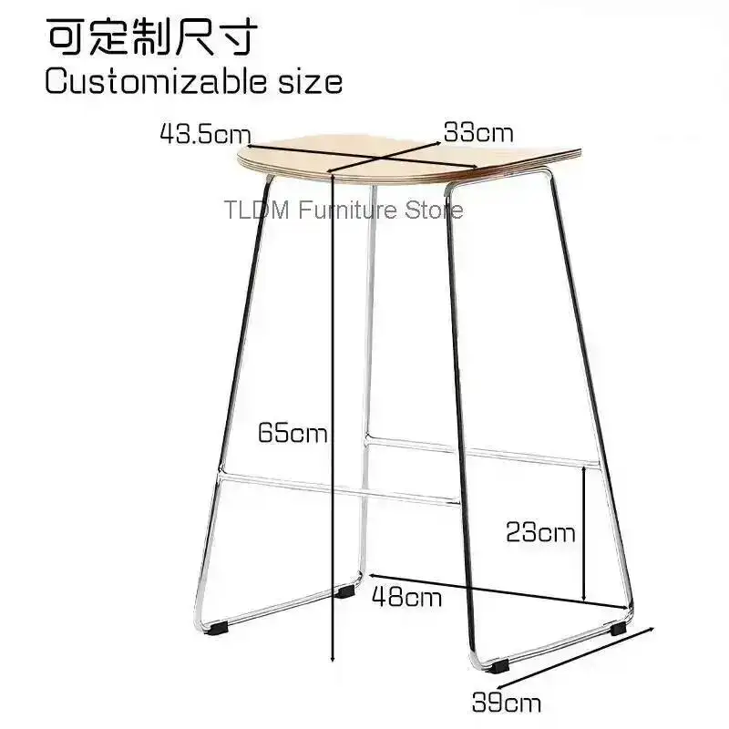 Home Iron Minimalist Light Commercial Nordic Art High Thickened Italian Foot Luxury Bar Stool Creative Display Cashier