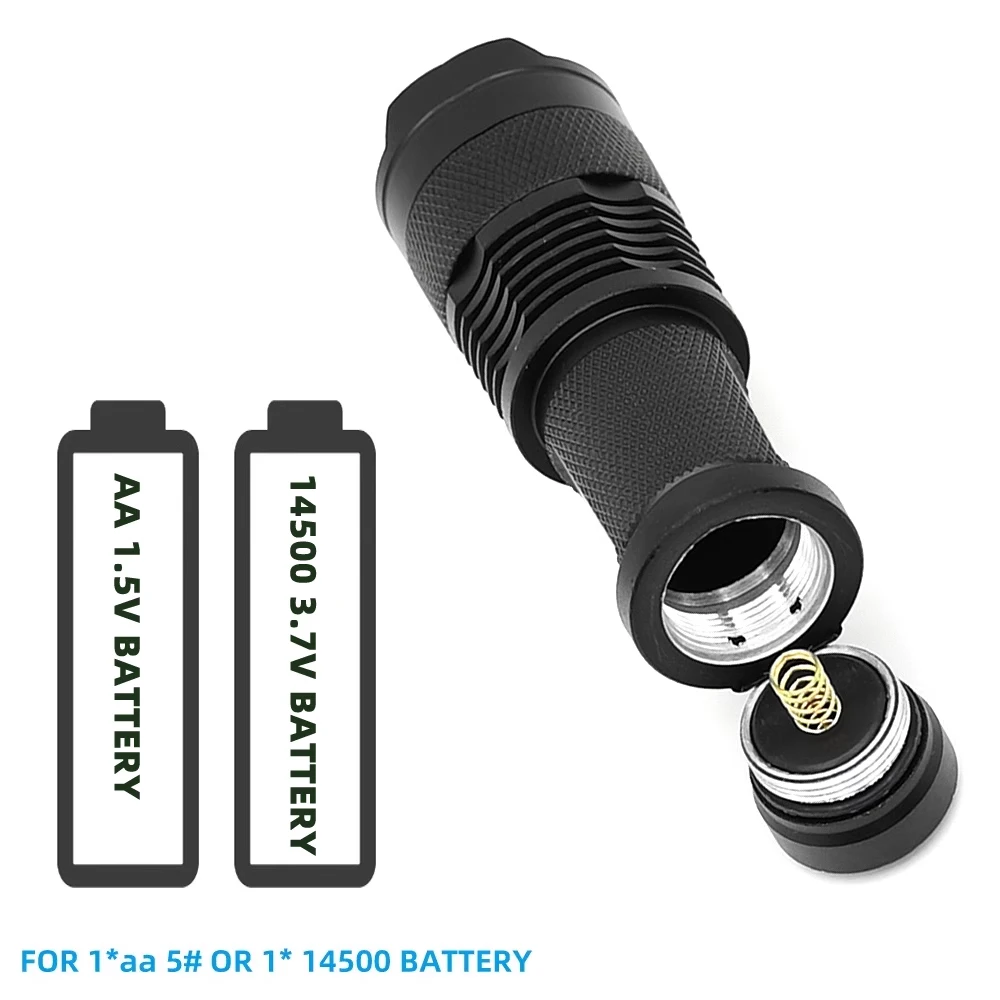 Small mini strong light camera fill light flashlight white blue green red four light source can be focused 14500 battery