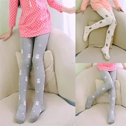 Kids Tights For Girls Autumn Spring Knit Children's Tights Cotton Cartoon Bear Baby Girls Tights Dancing Pantyhose 1-7Y Leggings