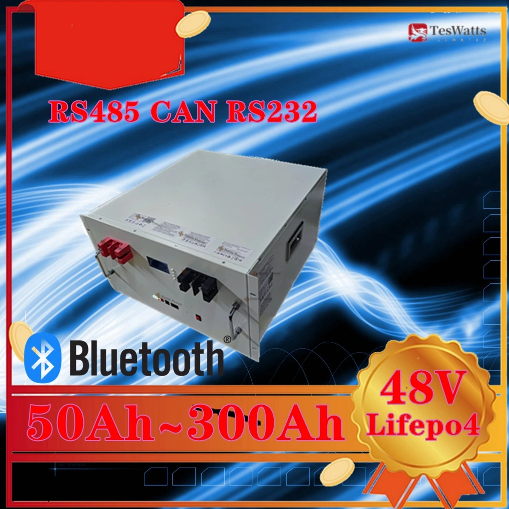 

Аккумулятор Teswatts 48 В/51,2 В 100 Ач/200 Ач/50 Ач/60 Ач/80 Ач/120 Ач/150 Ач/300 Ач/400 Ач Lifepo4 Teswatts+зарядное устройство
