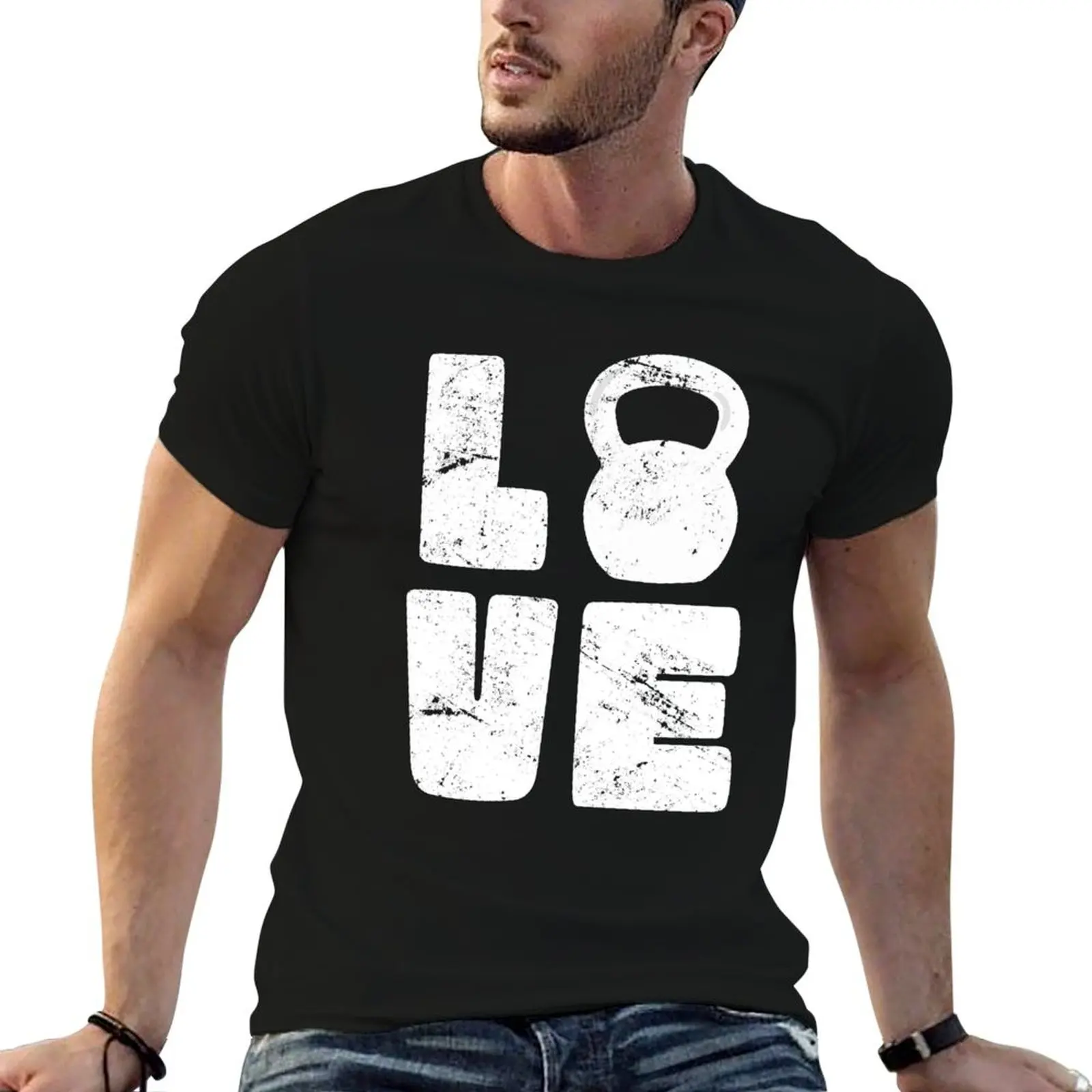 LOVE Kettlebells, Gym Workout Cute T-Shirt cotton t shirts high quality t shirt man plain t shirts for man cotton T-shirt