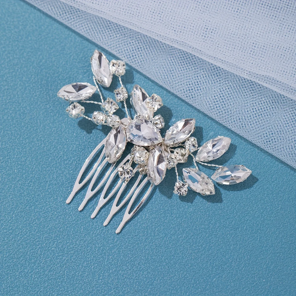Handmade Crystal Leaf Hair Comb Clip Hairpin Fashion Rhinestone Hairpin Bridal Wedding Hair Accessories Jewelry Hair Comb Clip