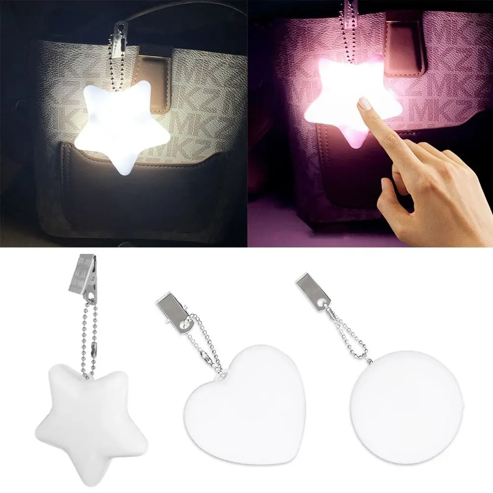 Tragbare LED-Handtaschenlampe mit Bewegungsmelder, Touch-Steuerung mit Clip, Handtaschenlicht, sternförmige herzförmige Geldbörsenleuchte, Camping