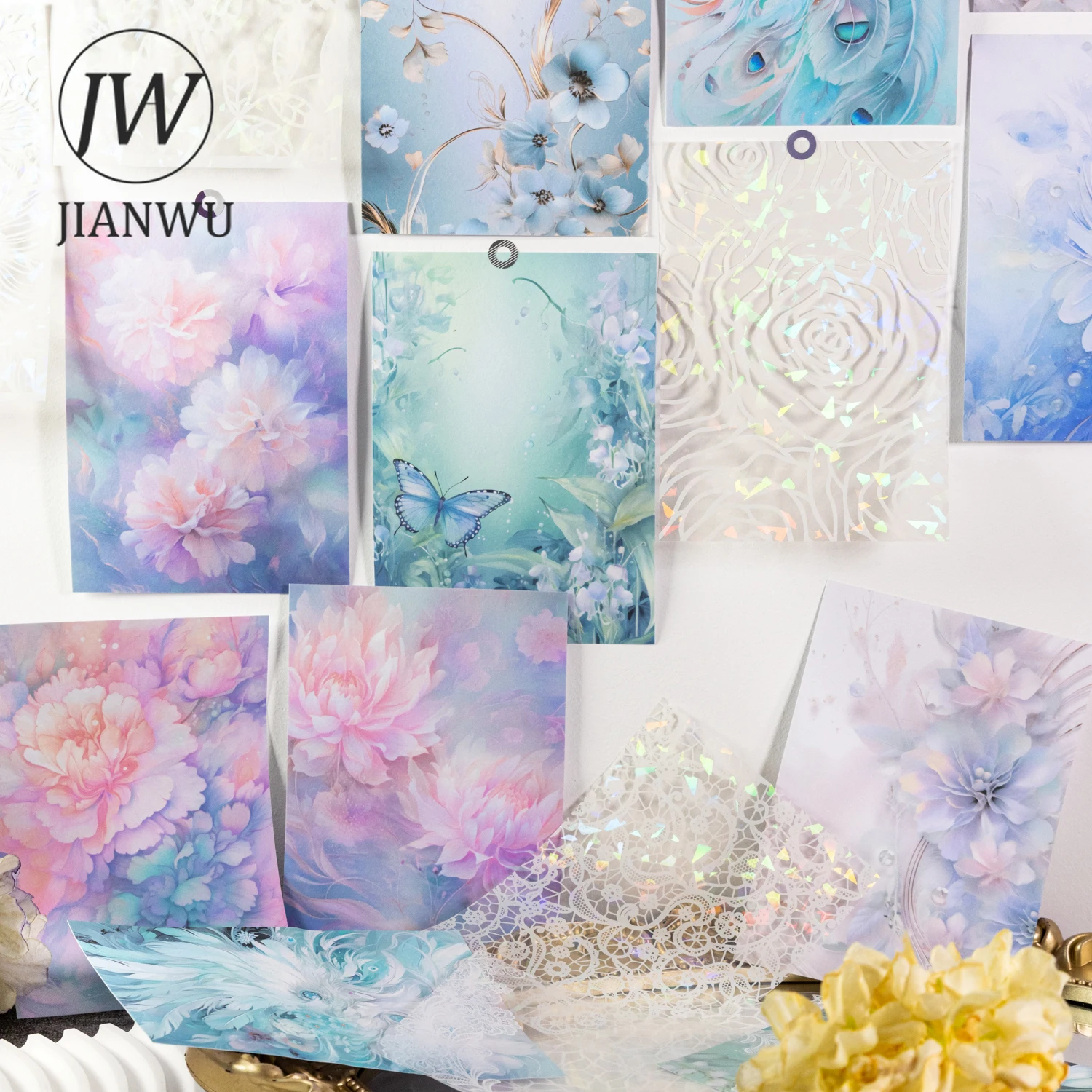 JIANWU Dream Flower House Series Vintage Lace Material Collage PET Washi Sticker Creative DIY Journal Stationery