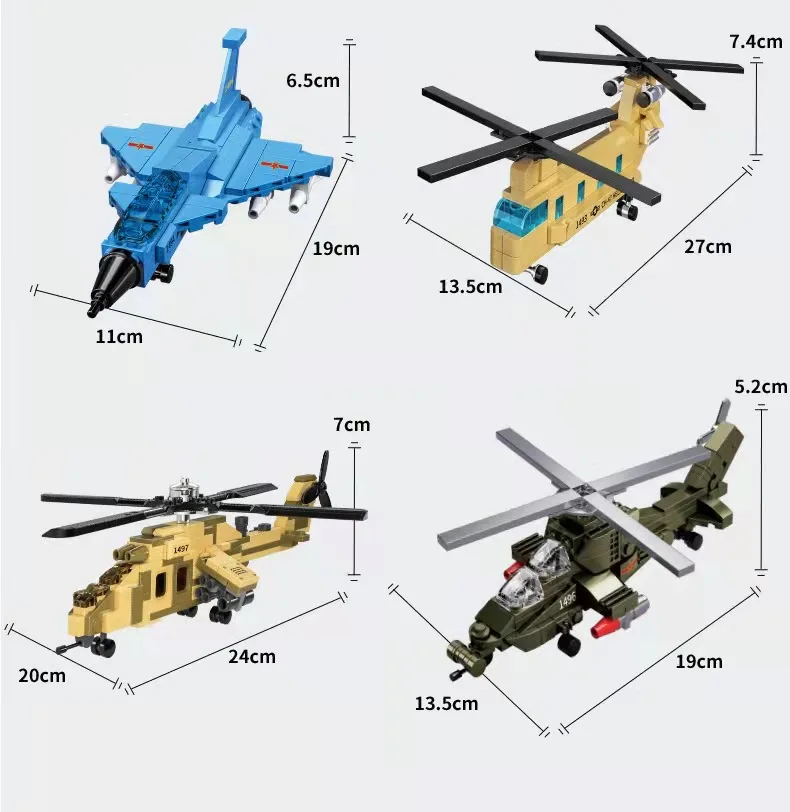 Military armed combat helicopter Building blocks  battle-plane Bricks model 1082pcs toys suitable for 4-10 years old