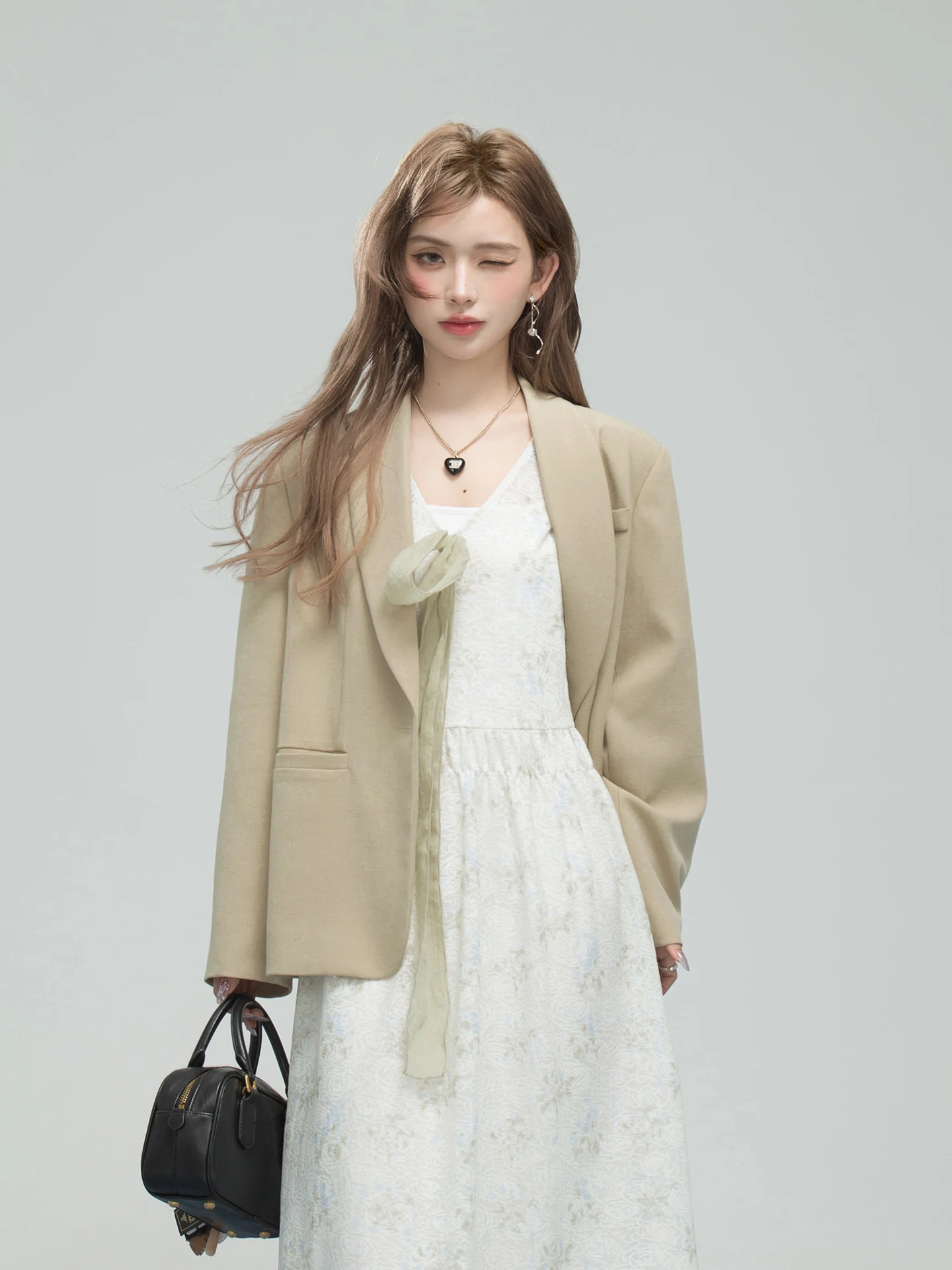 

Oneofuuu mat Personali Lemon Yellow Loose Casual Leisure Suit Jaet Straight Cut Bellow Button Single Row ket