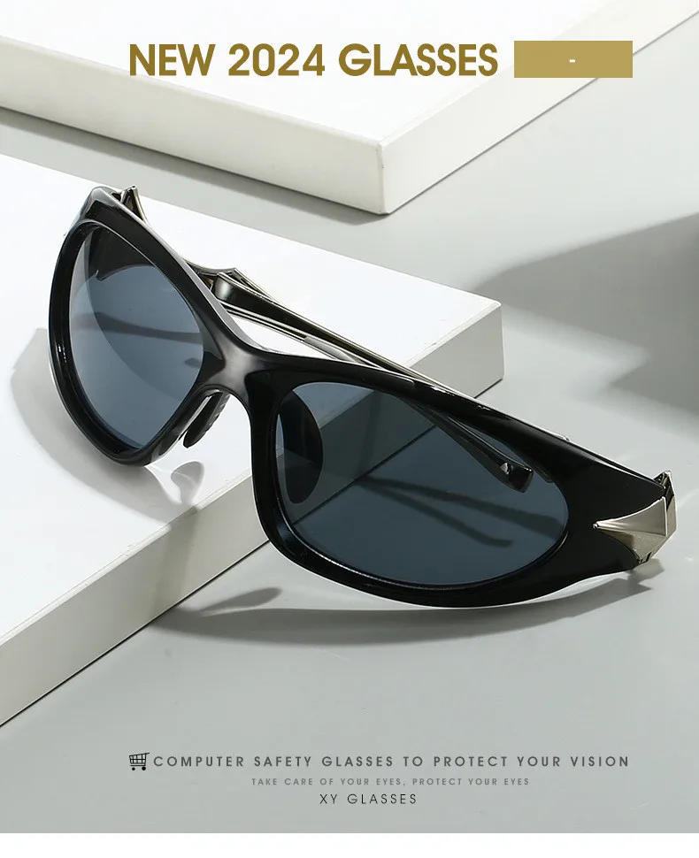 Steampunk Cat Eye Sonnenbrille Frauen neue Mode übergroße Punk Sonnenbrille für Damen Retro 2000's Brille y2k Accessoires – Detail 3