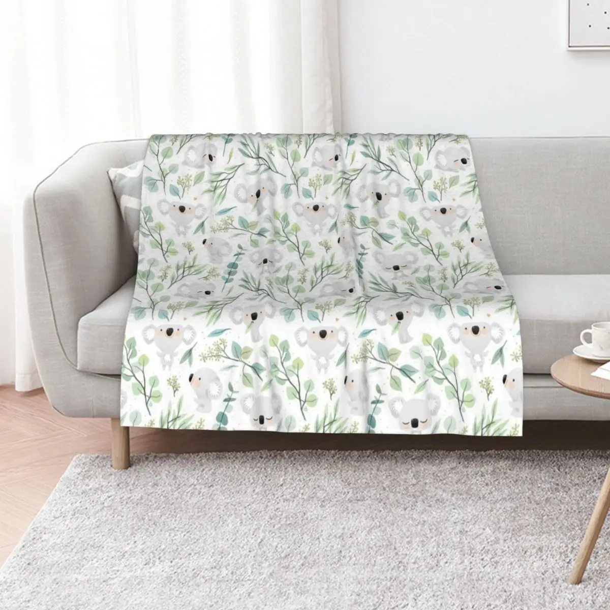 Koala and Eucalyptus Pattern Throw Blanket Quilt Soft Big wednesday Stuffeds Comforter for sofa Blankets