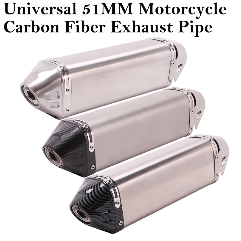 

51mm Universal Motorcycle Exhaust Pipe Escape Muffler Carbon Fiber DB Killer For R6 PCX125 GSR750 Z900 Tenere700 CLX-700 MT07