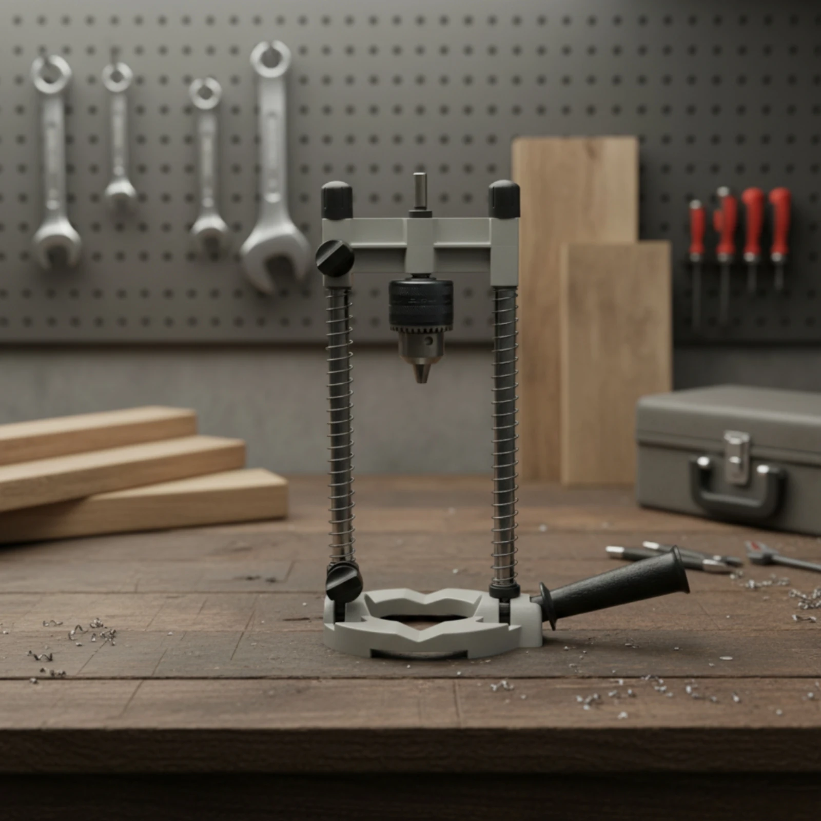 Model 7101A Drill Stand Stable Hand Drill Guide Stand Sturdy Repeatable for DIY Enthusiasts, Centered Hole Drilling