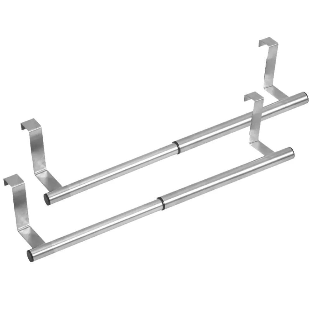 

2Pcs Stainless Steel Expandable Towel Bar Adjustable Length Bathroom Kitchen Door Mounted Towel Holder Bathroom Set Accessories