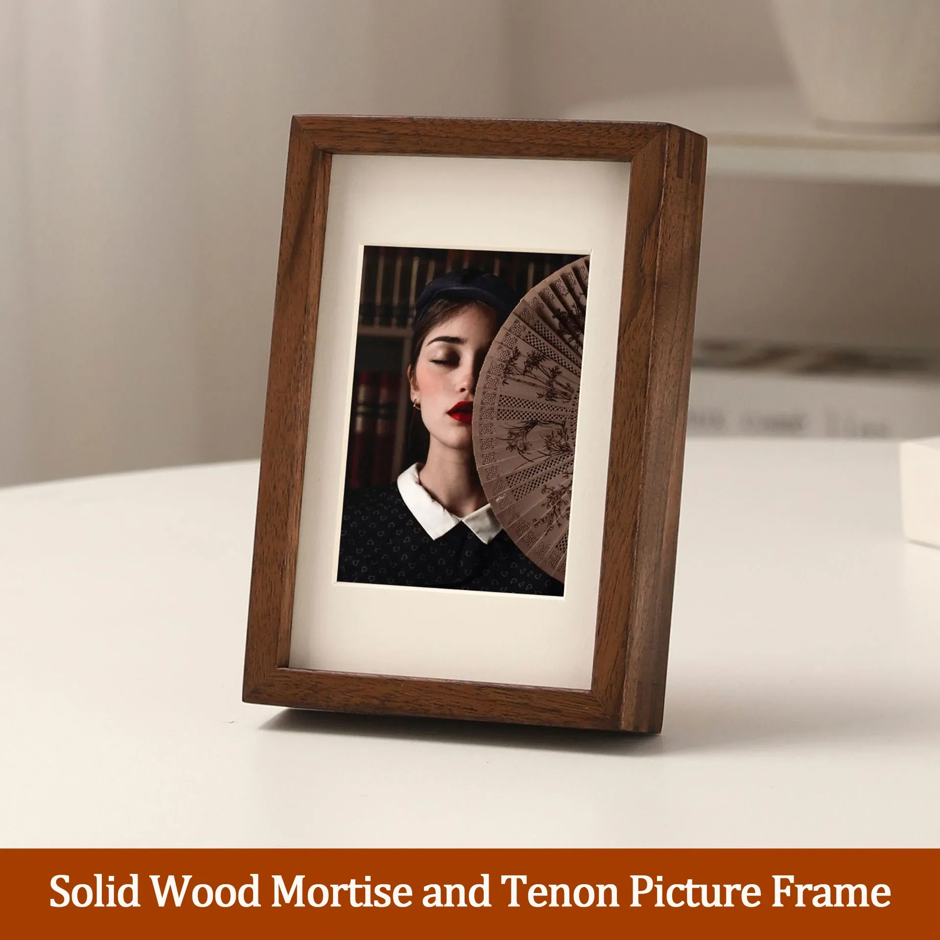 Solid Wood Photo Frame High-Quality Black Walnut/Teak Mortise and Tenon Right Angled Border Picture Frame Display Home Decor