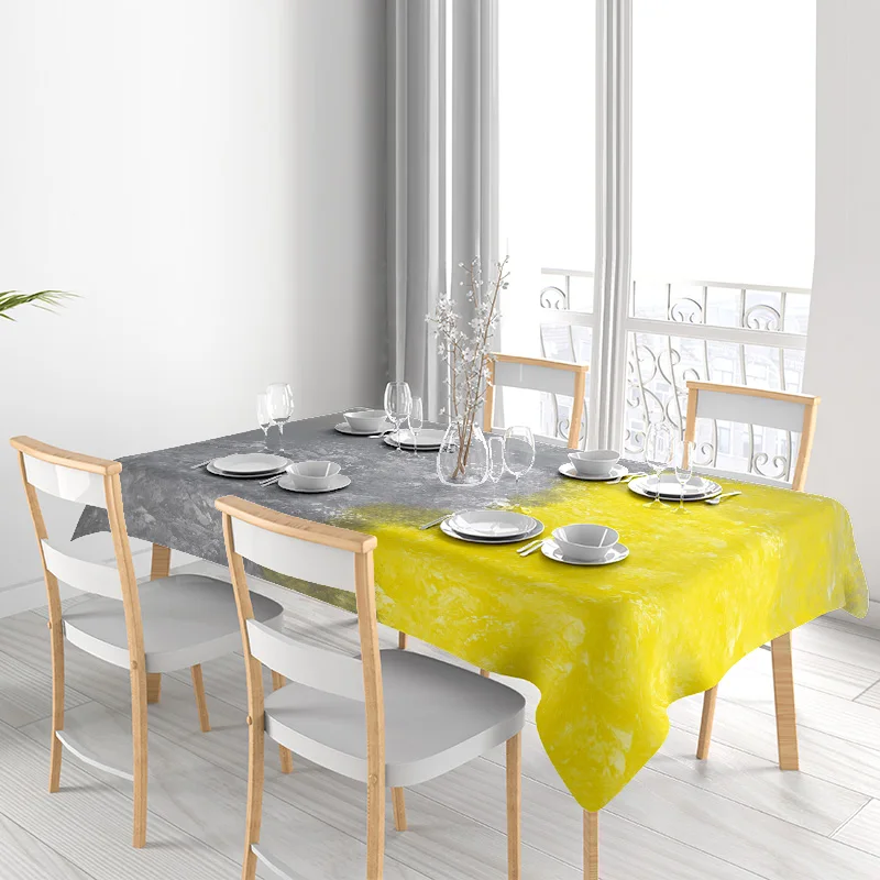 الحديثة مجردة طاولة طعام القماش التدرج أصفر رمادي النفط اللوحة تصميم للمطبخ الديكور غرفة المعيشة تأثيث المنزل أ