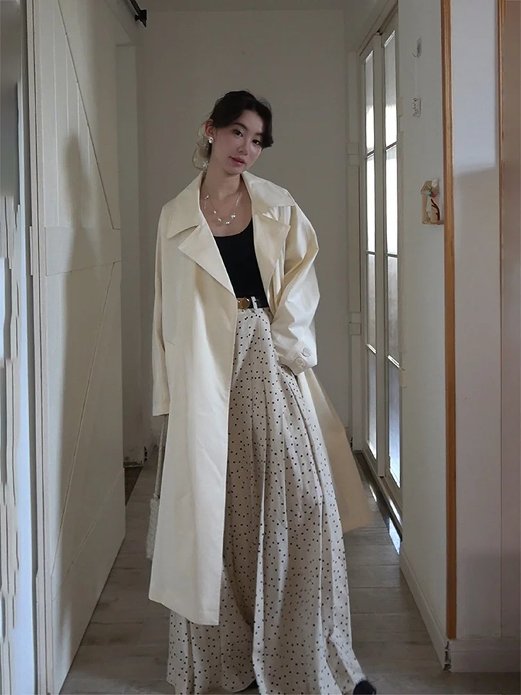 

Call Me Blue Vintage Polka Dot Wide Leg Pants Casual Straight Cut Trousers Polyester Fiber Long Pants for Women