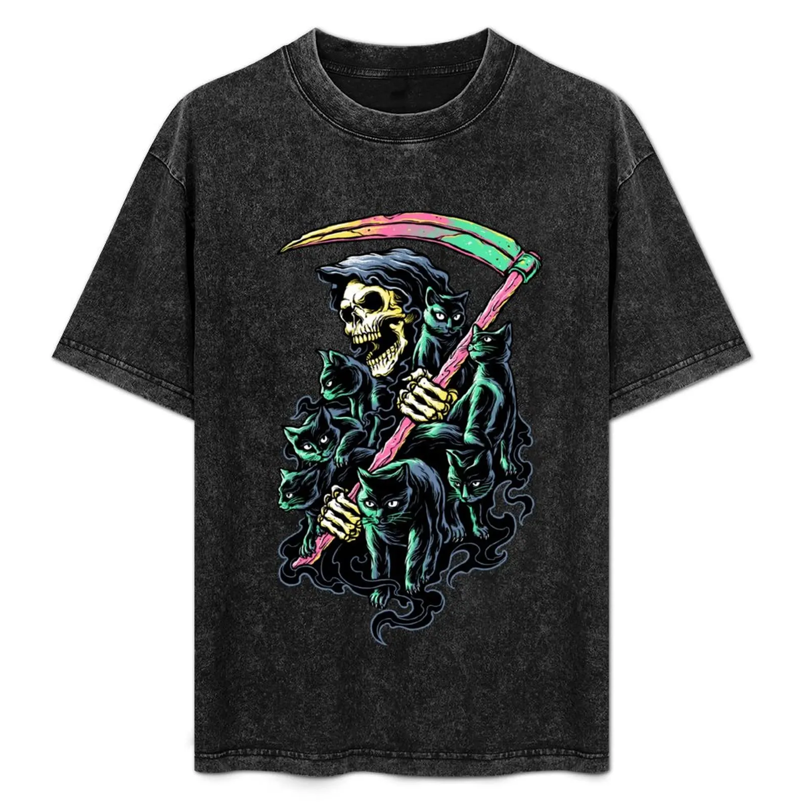 

7 Deathly Cats T-Shirt Soft Touch Basic Cotton T-Shirt