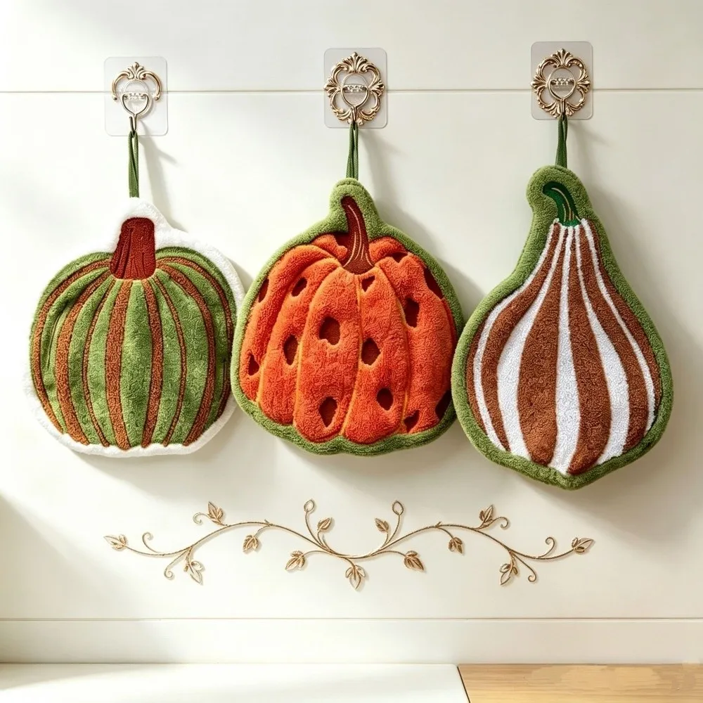 Super Absorbent Pumpkin Hand Towel Soft Microfiber Quick-Drying Kitchen Handkerchief Halloween Decoraitons Hanging Hand Towels