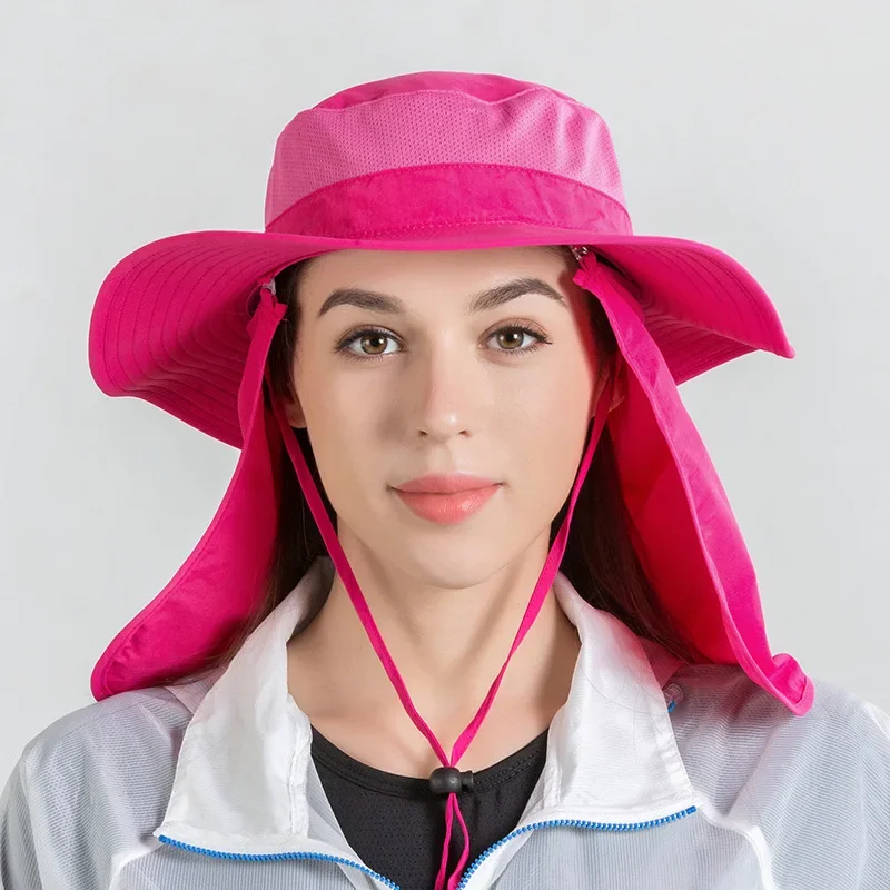 Chapeau pare-soleil de protection UV pour hommes et femmes, avec poignées amovibles à larges bords, rabat pour le cou et le visage, casquette d'extérieur pour la pêche, la randonnée et l'escalade, été