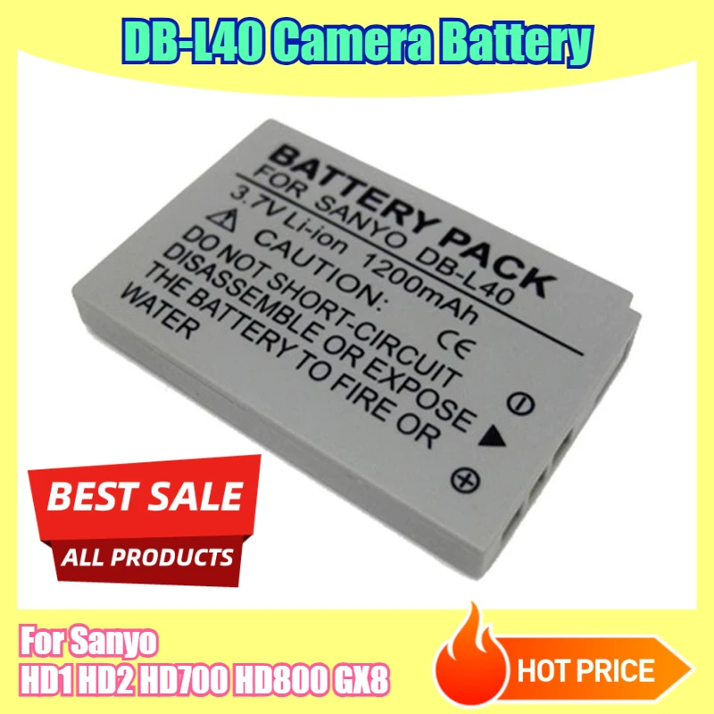 

3.7V 1200mAh DB-L40 Camera Battery,for Sanyo HD1 HD2 HD700 HD800 GX8