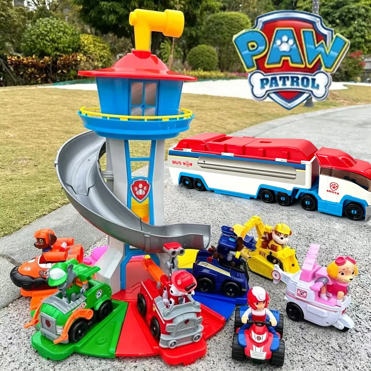 hot Paw Patrol Toy Set Cartoon Anime Figures Patrol Canine Chase Skye Rebound Bicycle Home Decoration Christmas Birthday Gifts
