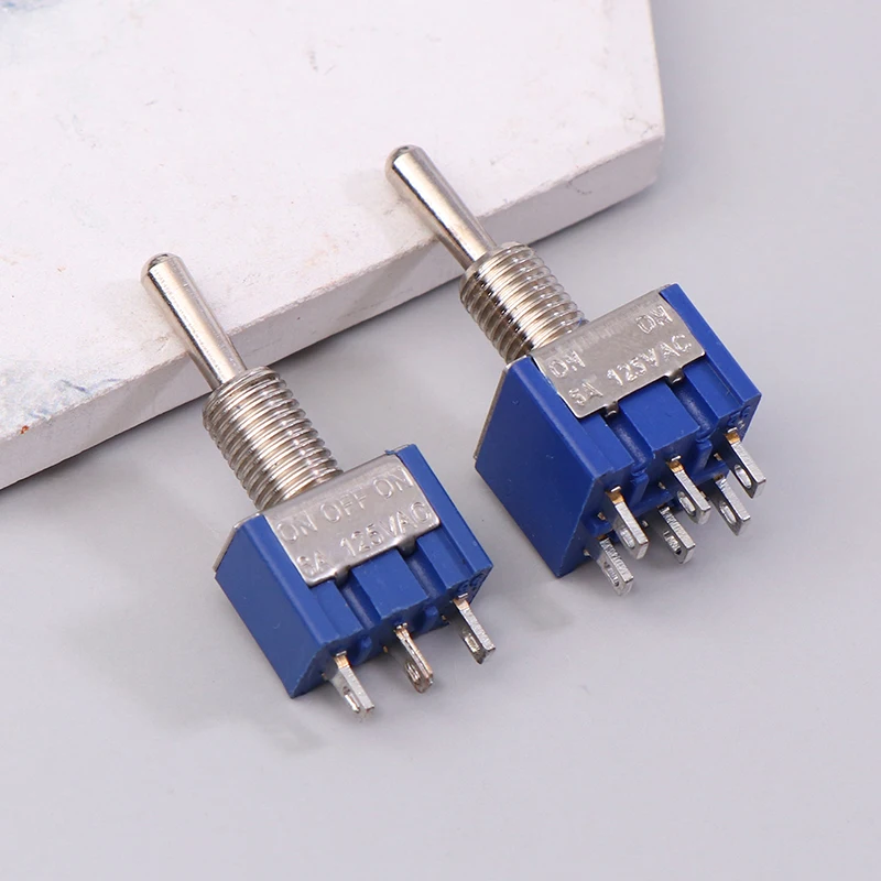 1PC Mini Kippschalter 3 Position 2 Position 3-Pin 6-Pin ON OFF ON DPDT DPST 6A 125VAC 3A 250VAC Rast Flachgriff Für Auto