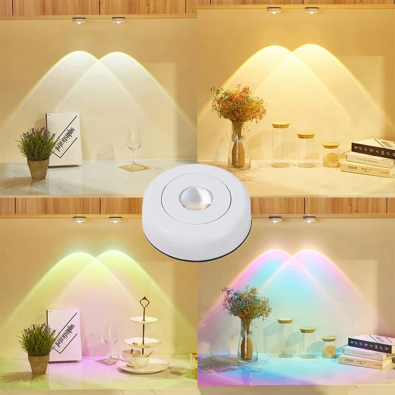 AAA Battery Power Cabinet Light Sunset Rainbow LED Atmosphere Night Lights Cat Eye Spotlight for Closet Cupboard Bookshelf