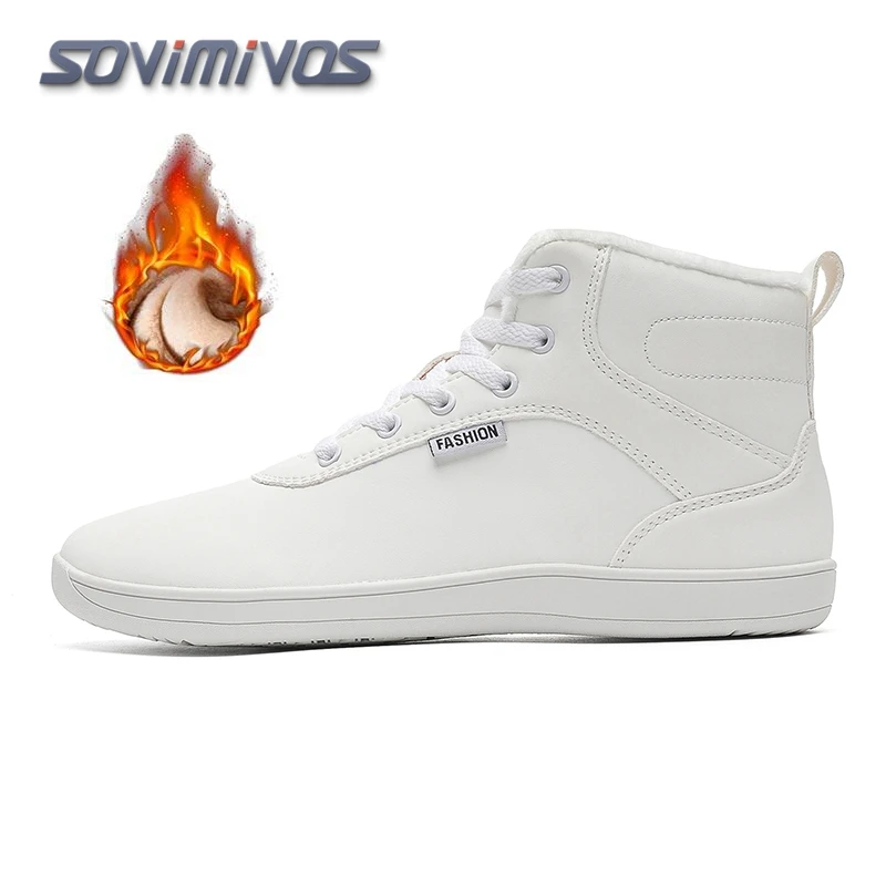 

Кроссовки SOVIMIVOS Mid-Top Barefoot для мужчин и женщин, с широким носком, из искусственной кожи, на шнуровке, для прогулок на улице, Tenis Masculino Hombre