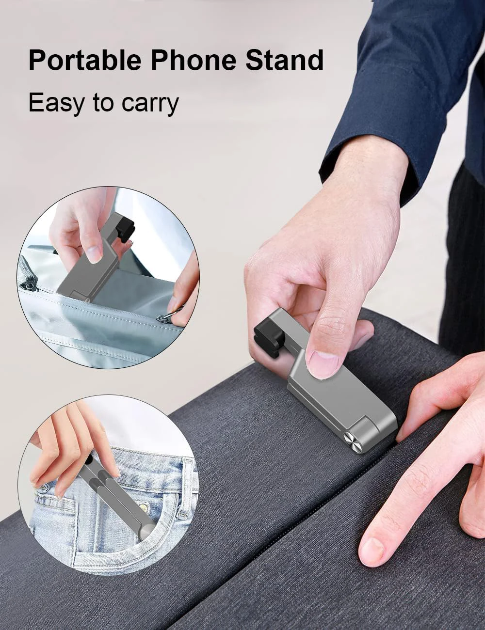 Foldable Aluminum Cell Phone Stand - Portable Desktop Holder for IPhone/Smartphones, for Desk/Travel view 5