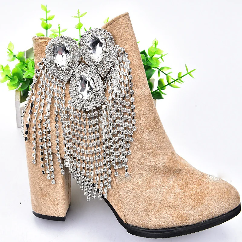 1 قطعة حجر الراين شرابة الكتف بروش كريستال DIY فساتين الزفاف أكياس الأحذية الملابس الكتفية اكسسوارات الديكور