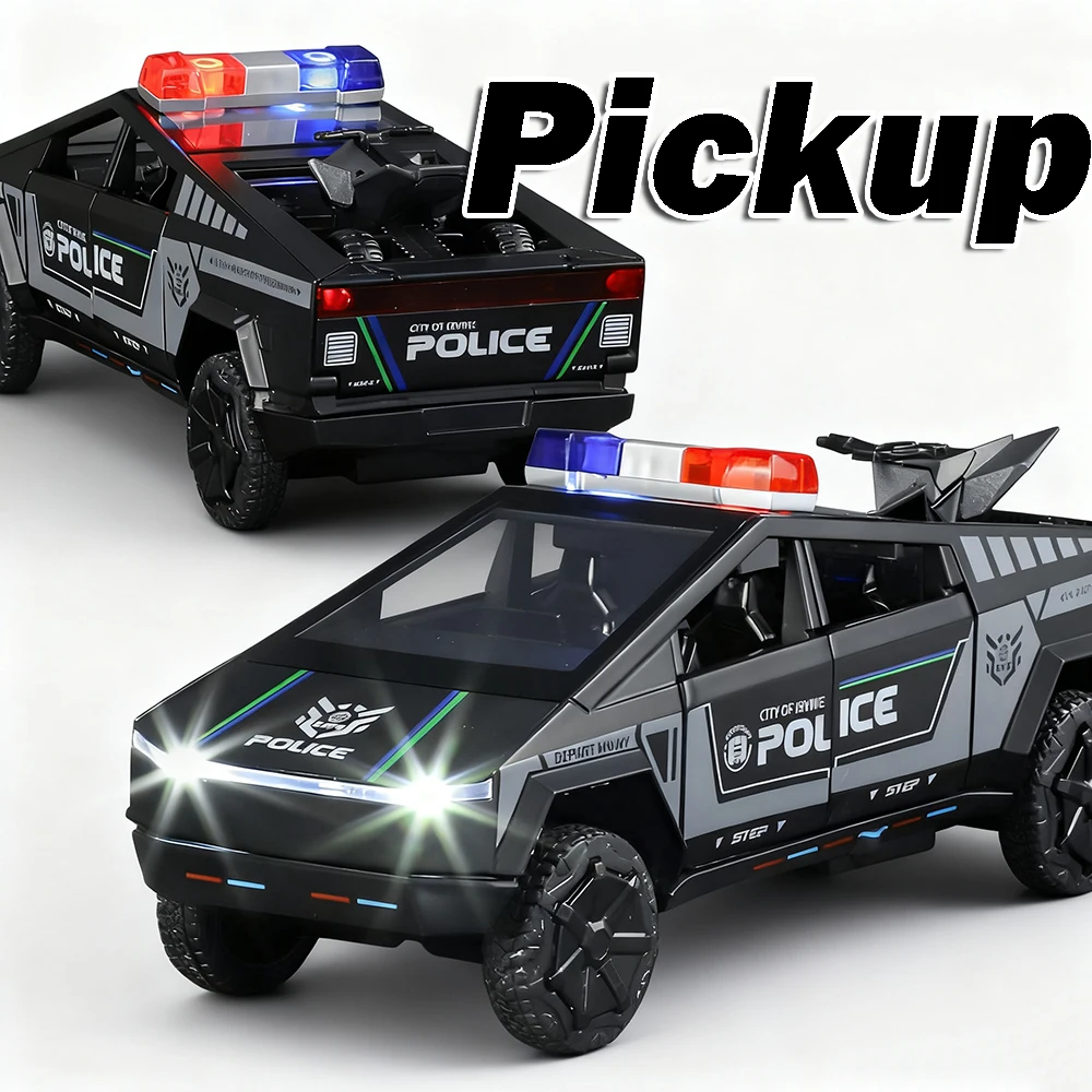 1:32 Pickup Hellcat Politieauto Speelgoedmodellen Legering Diecast Deuren Geopend Trek Schokabsorptie Geluid Licht Kid Interactief Speelgoed