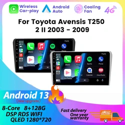 UIS7862 processore Android 13 autoradio per Toyota Avensis T25 2002-2008 2Din Multimedia navigazione GPS DSP RDS 4G BT CarPlay SWC